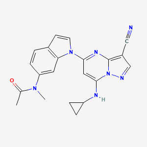 molecular formula C21H19N7O B10780097 N-[1-[3-cyano-7-(cyclopropylamino)pyrazolo[1,5-a]pyrimidin-5-yl]indol-6-yl]-N-methylacetamide 