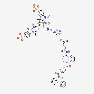 1-ethyl-2-[(1E,3E,5E)-5-[1-ethyl-3-methyl-3-[4-oxo-4-[2-[4-[[[4-oxo-4-[[1-[4-[(2-phenylbenzoyl)amino]benzoyl]-2,3,4,5-tetrahydro-1-benzazepin-5-yl]amino]butanoyl]amino]methyl]triazol-1-yl]ethylamino]butyl]-5-sulfoindol-2-ylidene]penta-1,3-dienyl]-3,3-dimethylindol-1-ium-5-sulfonate