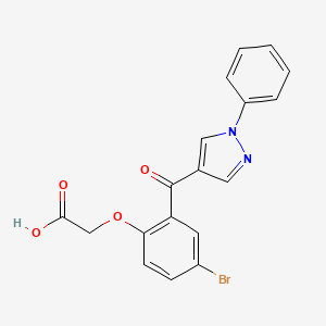 molecular formula C18H13BrN2O4 B10780112 2-[4-bromo-2-(1-phenylpyrazole-4-carbonyl)phenoxy]acetic Acid CAS No. 870809-73-7