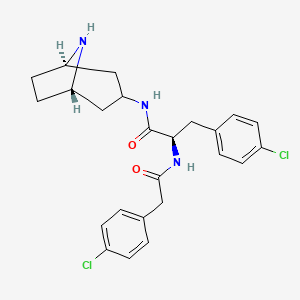 molecular formula C24H27Cl2N3O2 B10780126 (2R)-N-[(1S,5R)-8-azabicyclo[3.2.1]octan-3-yl]-3-(4-chlorophenyl)-2-[[2-(4-chlorophenyl)acetyl]amino]propanamide 