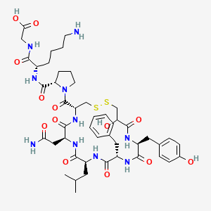 molecular formula C47H66N10O13S2 B10780146 2-((2S)-6-amino-2-((2S)-1-((4R,7S,10S,13S,16S)-7-(2-amino-2-oxoethyl)-13-benzyl-19-hydroxy-16-(4-hydroxybenzyl)-10-isobutyl-6,9,12,15,18-pentaoxo-1,2-dithia-5,8,11,14,17-pentaazacycloicosane-4-carbonyl)pyrrolidine-2-carboxamido)hexanamido)acetic acid 