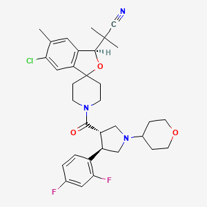 molecular formula C33H38ClF2N3O3 B10780226 2-[(1S)-5-chloro-1'-[(3S,4R)-4-(2,4-difluorophenyl)-1-(oxan-4-yl)pyrrolidine-3-carbonyl]-6-methylspiro[1H-2-benzofuran-3,4'-piperidine]-1-yl]-2-methylpropanenitrile 