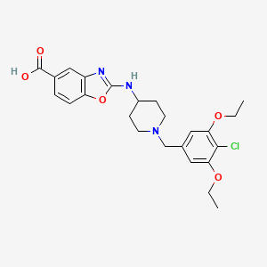 molecular formula C24H28ClN3O5 B10780316 2-(1-(4-Chloro-3,5-diethoxybenzyl)piperidin-4-ylamino)benzo[d]oxazole-5-carboxylic acid 