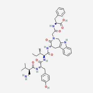 molecular formula C44H55N7O8 B10780321 (2S)-2-[[2-[(4S)-4-[[(2S,3S)-2-[[(2S)-2-[[(2R)-2-(aminomethyl)-3-methylbutanoyl]amino]-3-(4-hydroxyphenyl)propanoyl]amino]-3-methylpentanoyl]amino]-3-oxo-1,4,5,10-tetrahydroazepino[3,4-b]indol-2-yl]acetyl]amino]-3-phenylpropanoic acid 