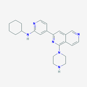 molecular formula C23H28N6 B10780325 N-cyclohexyl-4-(1-(piperazin-1-yl)-2,6-naphthyridin-3-yl)pyridin-2-amine 