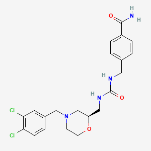 molecular formula C21H24Cl2N4O3 B10780334 4-({[({[(2R)-4-(3,4-Dichlorobenzyl)morpholin-2-yl]methyl}amino)carbonyl]amino}methyl)benzamide CAS No. 408303-44-6