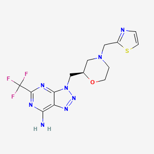 3-[[(2R)-4-(1,3-thiazol-2-ylmethyl)morpholin-2-yl]methyl]-5-(trifluoromethyl)triazolo[4,5-d]pyrimidin-7-amine