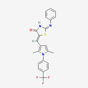 molecular formula C23H18F3N3OS B10780380 (5Z)-5-[[2,5-dimethyl-1-[4-(trifluoromethyl)phenyl]pyrrol-3-yl]methylidene]-2-phenylimino-1,3-thiazolidin-4-one 