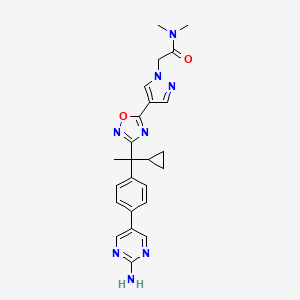 molecular formula C24H26N8O2 B10780386 2-[4-[3-[1-[4-(2-aminopyrimidin-5-yl)phenyl]-1-cyclopropylethyl]-1,2,4-oxadiazol-5-yl]pyrazol-1-yl]-N,N-dimethylacetamide 