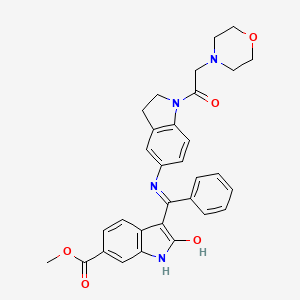 methyl 2-hydroxy-3-[N-[1-(2-morpholin-4-ylacetyl)-2,3-dihydroindol-5-yl]-C-phenylcarbonimidoyl]-1H-indole-6-carboxylate