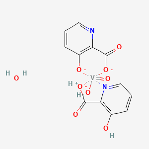 molecular formula C12H11N2O9V-2 B10780470 Hydron;hydroxy(oxo)vanadium;3-hydroxypyridine-2-carboxylate;3-oxidopyridine-2-carboxylate;hydrate 