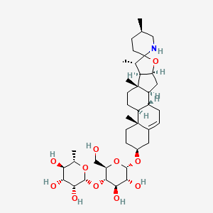 molecular formula C39H63NO11 B10780546 (2R,3R,4R,5R,6S)-2-[(2R,3S,4R,5R,6S)-4,5-dihydroxy-2-(hydroxymethyl)-6-[(1S,2S,4S,5'R,7S,8R,9S,12S,13R,16S)-5',7,9,13-tetramethylspiro[5-oxapentacyclo[10.8.0.02,9.04,8.013,18]icos-18-ene-6,2'-piperidine]-16-yl]oxyoxan-3-yl]oxy-6-methyloxane-3,4,5-triol 