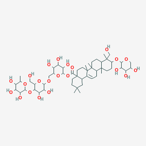 [6-[[3,4-Dihydroxy-6-(hydroxymethyl)-5-(3,4,5-trihydroxy-6-methyloxan-2-yl)oxyoxan-2-yl]oxymethyl]-3,4,5-trihydroxyoxan-2-yl] 9-(hydroxymethyl)-2,2,6a,6b,9,12a-hexamethyl-10-(3,4,5-trihydroxyoxan-2-yl)oxy-1,3,4,5,6,6a,7,8,8a,10,11,12,13,14b-tetradecahydropicene-4a-carboxylate