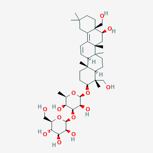 molecular formula C42H68O13 B10780574 (2S,3S,4S,5S,6R)-2-[(2R,3S,4S,5S,6R)-2-[[(3S,4R,4aR,6bR,8S,8aS,14aR,14bS)-8-hydroxy-4,8a-bis(hydroxymethyl)-4,6a,6b,11,11,14b-hexamethyl-1,2,3,4a,5,6,7,8,9,10,12,14a-dodecahydropicen-3-yl]oxy]-3,5-dihydroxy-6-methyloxan-4-yl]oxy-6-(hydroxymethyl)oxane-3,4,5-triol 