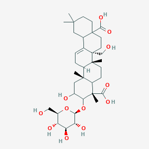 (4S,6aR,6bR,14bR)-2-hydroxy-6b-(hydroxymethyl)-4,6a,11,11,14b-pentamethyl-3-[(2R,3R,4S,5S,6R)-3,4,5-trihydroxy-6-(hydroxymethyl)oxan-2-yl]oxy-1,2,3,4a,5,6,7,8,9,10,12,12a,14,14a-tetradecahydropicene-4,8a-dicarboxylic acid