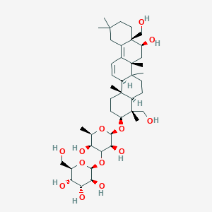 molecular formula C42H68O13 B10780639 (2S,3S,4R,5S,6R)-2-[(2R,3S,5S,6R)-2-[[(3S,4R,4aR,6bR,8S,8aS,14aR,14bS)-8-hydroxy-4,8a-bis(hydroxymethyl)-4,6a,6b,11,11,14b-hexamethyl-1,2,3,4a,5,6,7,8,9,10,12,14a-dodecahydropicen-3-yl]oxy]-3,5-dihydroxy-6-methyloxan-4-yl]oxy-6-(hydroxymethyl)oxane-3,4,5-triol 