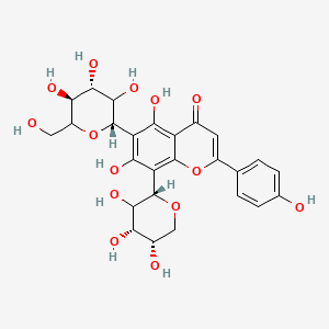 molecular formula C26H28O14 B10780675 5,7-dihydroxy-2-(4-hydroxyphenyl)-6-[(2S,4R,5S)-3,4,5-trihydroxy-6-(hydroxymethyl)oxan-2-yl]-8-[(2S,4S,5S)-3,4,5-trihydroxyoxan-2-yl]chromen-4-one 