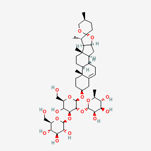 molecular formula C45H72O17 B10780703 (2S,3R,4R,5R,6S)-2-[(2R,3R,4S,6R)-5-hydroxy-6-(hydroxymethyl)-2-[(1S,2S,4S,5'S,6R,7S,8R,9S,12S,13R,16S)-5',7,9,13-tetramethylspiro[5-oxapentacyclo[10.8.0.02,9.04,8.013,18]icos-18-ene-6,2'-oxane]-16-yl]oxy-4-[(2S,3R,4S,5S,6R)-3,4,5-trihydroxy-6-(hydroxymethyl)oxan-2-yl]oxyoxan-3-yl]oxy-6-methyloxane-3,4,5-triol 