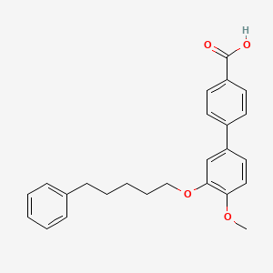 molecular formula C25H26O4 B10780722 4-[4-Methoxy-3-(5-phenylpentoxy)phenyl]benzoic acid 