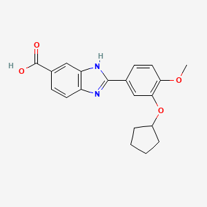 molecular formula C20H20N2O4 B10780845 2-(3-cyclopentyloxy-4-methoxyphenyl)-3H-benzimidazole-5-carboxylic acid 