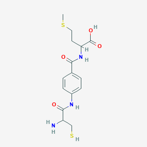 molecular formula C15H21N3O4S2 B10780872 2-[[4-[(2-Amino-3-sulfanylpropanoyl)amino]benzoyl]amino]-4-methylsulfanylbutanoic acid 