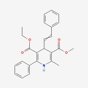 molecular formula C25H25NO4 B10780943 5-O-ethyl 3-O-methyl 2-methyl-6-phenyl-4-(2-phenylethenyl)-1,4-dihydropyridine-3,5-dicarboxylate 