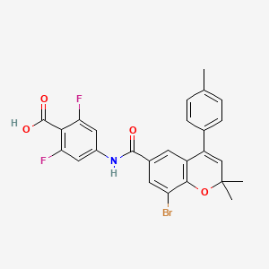 4-[[8-Bromo-2,2-dimethyl-4-(4-methylphenyl)chromene-6-carbonyl]amino]-2,6-difluorobenzoic acid