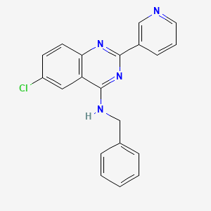 molecular formula C20H15ClN4 B10780999 Benzyl-(6-chloro-2-pyridin-3-yl-quinazolin-4-yl)-amine; hydrochloride 