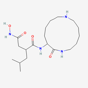 molecular formula C19H36N4O4 B10781095 N'-hydroxy-2-(2-methylpropyl)-N-(8-oxo-1,7-diazacyclotridec-9-yl)butanediamide 