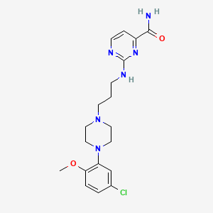 molecular formula C19H25ClN6O2 B10781112 2-{3-[4-(5-Chloro-2-methoxy-phenyl)-piperazin-1-yl]-propylamino}-pyrimidine-4-carboxylic acid amide 