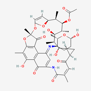 molecular formula C43H54N2O14 B10781177 [(7S,9Z,11S,12R,13S,14R,15R,16R,17S,18S,20R,22Z)-2,15,17-trihydroxy-28-[(2S,3R,6S)-6-hydroxy-2-methyloxan-3-yl]imino-11-methoxy-3,7,12,14,16,23-hexamethyl-6,21,24,30-tetraoxo-8,31-dioxa-25-azapentacyclo[24.3.1.14,7.05,29.018,20]hentriaconta-1(29),2,4,9,22,26-hexaen-13-yl] acetate 