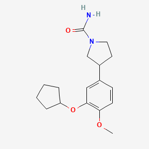 molecular formula C17H24N2O3 B10781196 3-(3-Cyclopentyloxy-4-methoxyphenyl)pyrrolidine-1-carboxamide 