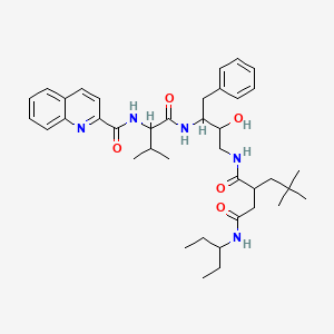 2-(2,2-dimethylpropyl)-N-[2-hydroxy-3-[[3-methyl-2-(quinoline-2-carbonylamino)butanoyl]amino]-4-phenylbutyl]-N'-pentan-3-ylbutanediamide