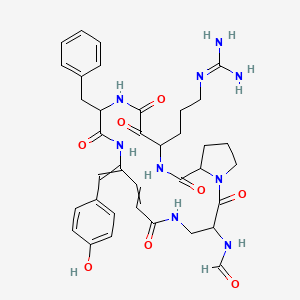 N-[12-benzyl-16-[3-(diaminomethylideneamino)propyl]-9-[(4-hydroxyphenyl)methylidene]-2,6,11,14,15,18-hexaoxo-1,5,10,13,17-pentazabicyclo[17.3.0]docos-7-en-3-yl]formamide