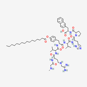 molecular formula C68H101N13O11 B10781744 2-[[1-[2-[[2-[[2-[[2-[[4-[(2-amino-2-iminoethyl)amino]-2-[[2-(methylamino)acetyl]amino]butanoyl]amino]-3-methylbutanoyl]amino]-3-(4-hexadecanoyloxyphenyl)propanoyl]amino]-3-methylbutanoyl]amino]-3-(1H-imidazol-5-yl)propanoyl]pyrrolidine-2-carbonyl]amino]-3-naphthalen-2-ylpropanoic acid 