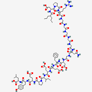 molecular formula C94H137N23O34 B10781886 2-[[2-[[2-[[1-[2-[[2-[[2-[[2-[[2-[[2-[[4-Amino-2-[[2-[[2-[[2-[[2-[[2-[[6-carbamimidamido-3-[[1-[3-carboxy-2-(2-propylpentanoylamino)propanoyl]pyrrolidine-2-carbonyl]amino]-2-oxohexanoyl]amino]acetyl]amino]acetyl]amino]acetyl]amino]acetyl]amino]acetyl]amino]-4-oxobutanoyl]amino]acetyl]amino]-3-carboxypropanoyl]amino]-3-phenylpropanoyl]amino]-4-carboxybutanoyl]amino]-4-carboxybutanoyl]amino]-3-methylpentanoyl]pyrrolidine-2-carbonyl]amino]-4-carboxybutanoyl]amino]-3-(4-hydroxyphenyl)propanoyl]amino]-4-methylpentanoic acid 