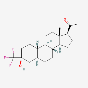 molecular formula C21H31F3O2 B10781915 1-[(3R,5S,8R,9R,10S,13S,14S,17S)-3-hydroxy-13-methyl-3-(trifluoromethyl)-2,4,5,6,7,8,9,10,11,12,14,15,16,17-tetradecahydro-1H-cyclopenta[a]phenanthren-17-yl]ethanone 