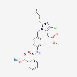 molecular formula C25H25ClN3NaO5 B10781926 Sodium;2-[[4-[[2-butyl-4-chloro-5-(2-methoxy-2-oxoethyl)imidazol-1-yl]methyl]phenyl]carbamoyl]benzoate 