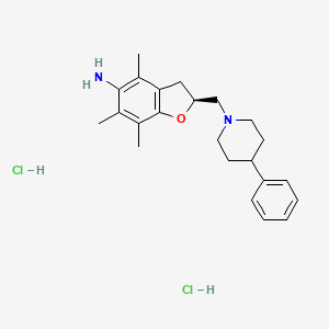 molecular formula C23H32Cl2N2O B10781947 2,3-Dihydro-2,4,6,7-tetramethyl-2-((4-phenyl-1-piperidinyl)methyl)-5-benzofuranamine dihydrochloride CAS No. 156756-10-4