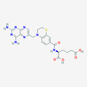 molecular formula C22H24N8O5S B10782002 (2S)-2-[[4-[(2,4-diaminopteridin-6-yl)methyl]-2,3-dihydro-1,4-benzothiazine-7-carbonyl]amino]hexanedioic acid CAS No. 156579-02-1