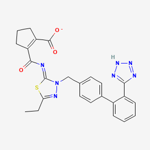 molecular formula C25H22N7O3S- B10782032 Potassium; 2-[5-ethyl-3-[2''-(1H-tetrazol-5-yl)-biphenyl-4-ylmethyl]-3H-[1,3,4]thiadiazol-(2Z)-ylidenecarbamoyl]-cyclopent-1-enecarboxylate 