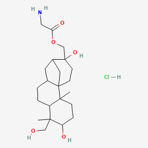 molecular formula C22H38ClNO5 B10782035 [5,13-Dihydroxy-6-(hydroxymethyl)-2,6-dimethyl-13-tetracyclo[10.3.1.01,10.02,7]hexadecanyl]methyl 2-aminoacetate;hydrochloride 