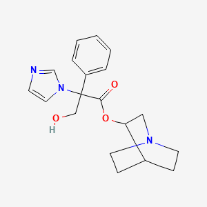 molecular formula C19H23N3O3 B10782073 1-Azabicyclo[2.2.2]octan-3-yl 3-hydroxy-2-imidazol-1-yl-2-phenylpropanoate 