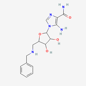 molecular formula C16H21N5O4 B10782089 5-Amino-1-[5-[(benzylamino)methyl]-3,4-dihydroxyoxolan-2-yl]imidazole-4-carboxamide 