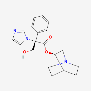 molecular formula C19H23N3O3 B10782097 [(3R)-1-azabicyclo[2.2.2]octan-3-yl] (2S)-3-hydroxy-2-imidazol-1-yl-2-phenylpropanoate 