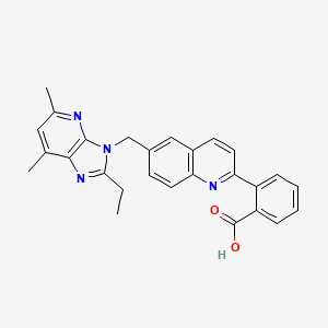 molecular formula C27H24N4O2 B10782135 2-{6-[(2-ethyl-5,7-dimethyl-3H-imidazo[4,5-b]pyridin-3-yl)methyl]quinolin-2-yl}benzoic acid 