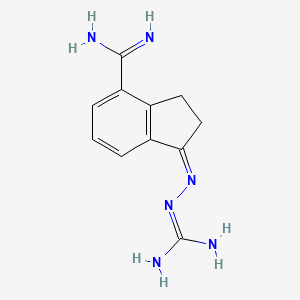 molecular formula C11H14N6 B10782168 (1Z)-1-(diaminomethylidenehydrazinylidene)-2,3-dihydroindene-4-carboximidamide 