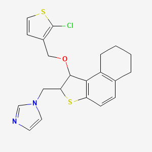 molecular formula C21H21ClN2OS2 B10782172 1-[[1-[(2-Chlorothiophen-3-yl)methoxy]-1,2,6,7,8,9-hexahydrobenzo[e][1]benzothiol-2-yl]methyl]imidazole 