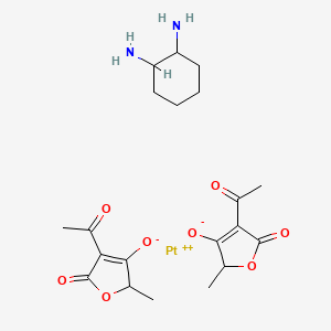 molecular formula C20H28N2O8Pt B10782180 4-acetyl-2-methyl-5-oxo-2H-furan-3-olate;cyclohexane-1,2-diamine;platinum(2+) 