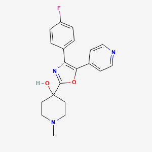 molecular formula C20H20FN3O2 B10782193 4-[4-(4-Fluoro-phenyl)-5-pyridin-4-yl-oxazol-2-yl]-1-methyl-piperidin-4-ol 